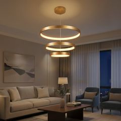 kelvo® NEMESIS KLV-101-0219 Κρεμαστό Φωτιστικό Οροφής LED 100W 10000lm 180° AC 220-240V IP20 Ρυθμιζόμενο Λευκό CCT με Χειριστήριο από 2700K έως 6000K Dimmable - Lumileds SMD Chip - Χρυσό Πλατίνα - Μ60