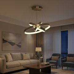 kelvo® NEMESIS KLV-101-0219-V2 Κρεμαστό Φωτιστικό Οροφής LED 100W 10000lm 180° AC 220-240V IP20 Ρυθμιζόμενο Λευκό CCT με Χειριστήριο από 2700K έως 6000K Dimmable - Lumileds SMD Chip - Χρυσό Πλατίνα -
