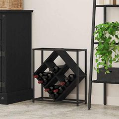 vidaXL Ράφι Κρασιού Μαύρη Οξυά 51 x 18 x 52,5 εκ. Επεξεργασμένο ξύλο