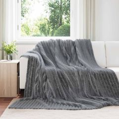 vidaXL Ριχτάρι Σκούρο Γκρι 240 x 220 cm 1.36 kg Μαλλί