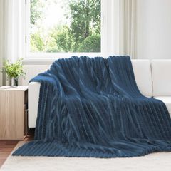 vidaXL Ριχτάρι Σκούρο μπλε 240 x 220 cm 1.36 kg Μαλλί