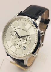 Emporio Armani AR2432 Black Leather Chronograph αντρικό ρολόι Α9586 ΤΙΜΗ 185 ΕΥΡΩ
