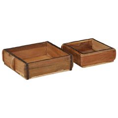 vidaXL Δίσκος 2 τμχ. Καφέ 29 x 31 x 10 εκ Στερεό Ανακτηθέν Ξύλο