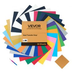 VEVOR Heat Transfer Vinyl, 30 Pack, 304,8 x 304,8mm, Διάφορα Χρώματα HTV Iron on Vinyl Bundle, Εύκολη κοπή και ζιζανίων, με αξεσουάρ, συμβατό με μηχανές κοπής, για διάφορα υλικά, μπλουζάκια