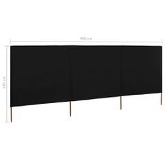 vidaXL Προστατευτικό Αέρα με 3 Πάνελ Μαύρο 400 x 120 εκ. Υφασμάτινο-thumb-5