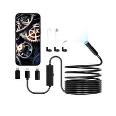 Κάμερα ενδοσκοπίου VEVOR με φως, 1920P HD Borescope για Android & IOS, 8 LED Lights Inspection Camera με ημιάκαμπτο καλώδιο 5m, Zoom 2X, IP67 Waterproof Snake Snake camera for Auto, Υδραυλικά