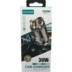 Kouvolsen KOS-5002 – Φορτιστής Αυτοκινήτου USB-C PD 30W & USB-A QC 30W (60W) Fast Charging-thumb-1