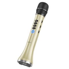 Ασύρματο Μικρόφωνο Hoco BK9 Singing 15W με Λειτουργία Karaoke FM μετάδοση και BT / Audio Input Χρυσαφί
