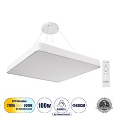 Κρεμαστή Πλαφονιέρα KAMALA LED CCT 100W 11020lm 120° AC 220-240V - Εναλλαγή Φωτισμού μέσω Τηλεχειριστηρίου All In One- Λευκό