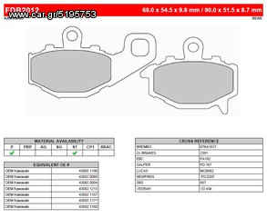 ΛΥΡΗΣ FERODO ΤΑΚΑΚΙΑ ΟΠΙΣΘΙΑ ΓΙΑ KAWASAKI Z 750 / Z 750 S 2004-2006, FDB2012ST