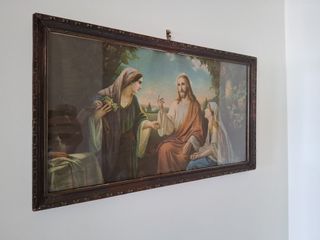 Διδασκαλία του Ιησού. Λιθογραφία δεκ'60. Διαστάσεις: 40,5x23,5 εκ. Πάχος κορνίζας 1,5 εκ