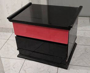 Κομοδίνο μοντερνο μαυρο κοκκινο λακα γυαλιστερο