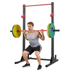 VEVOR Power Cage Squat Rack, Πολυλειτουργικός εξοπλισμός πιέσεων πάγκου Power Rack με ρυθμιζόμενα J-Hooks 28 επιπέδων, Γυμναστήριο ενδυνάμωσης για προπόνηση στο σπίτι για καθίσματα με μπάρα, έλξεις, ά
