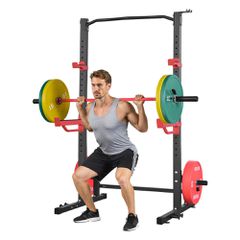 VEVOR Power Cage Squat Rack, Πολυλειτουργικό Power Rack για Γυμναστήριο στο Σπίτι, Εξοπλισμός Προπόνησης Δύναμης με 4 Ζώνες, Ρυθμιζόμενα J-Hooks & Μπάρες Ασφαλείας για Barbell Squat Bench Press Pull-U