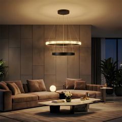 kelvo® DIAMOND KLV-101-0235 Κρεμαστό Φωτιστικό Οροφής LED 75W 7500lm 360° AC 220-240V IP20 Ρυθμιζόμενο Λευκό CCT με Χειριστήριο από 2700K έως 6000K Dimmable - Lumileds SMD Chip - Μαύρο Ματ - Μ60 x Π60