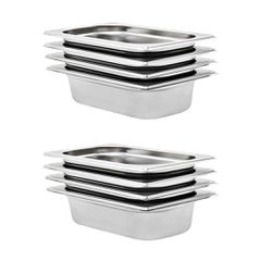 vidaXL Λεκάνες Gastronorm 8 τεμ. GN 1/4 65 χιλ. από Ανοξείδωτο Ατσάλι