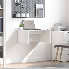 vidaXL Επιτοίχιο γραφείο Λευκό Επεξεργασμένο Ξύλο 60 x 45 x 30 cm