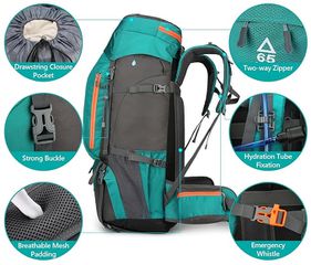 Σακίδιο πλάτης ορειβατικό - H2401 - 60L - 251593 - Green