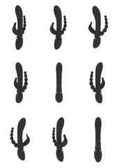 Rini - Pulse Wave & Vibrating Double Penetration Rabbit - Black * bulk-thumb-4