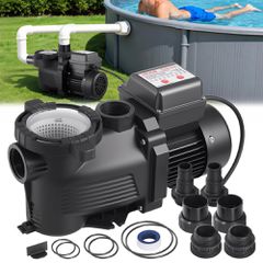 Αντλία πισίνας VEVOR, 400W, μέγιστη ροή 11.100 L/H, αντλία πισίνας μονής ταχύτητας, AC 220-240V, 3450 RPM, μέγιστη μανομετρική βαλβίδα 10 m, με χρονοδιακόπτη 24 ωρών και καλάθι φίλτρου, για υπέργειες