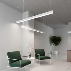 Κρεμαστό Γραμμικό Φωτιστικό Οροφής LED 72W 7200lm 120° AC 220-240V IP20 Ρυθμιζόμενο Λευκό CCT με Χειριστήριο από 2700K έως 6000K Dimmable - Lumileds SMD Chip - Λευκό Ματ - Μ120 x Π5 x Υ7.5cm - 3 Χρόνι