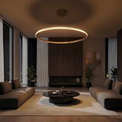 Κρεμαστό Φωτιστικό Οροφής LED 67W 6700lm 180° AC 220-240V IP20 Ρυθμιζόμενο Λευκό CCT με Χειριστήριο από 2700K έως 6000K Dimmable - Lumileds SMD Chip - Χρυσό Πλατίνα - Μ80 x Π80 x Υ3cm - 3 Χρόνια Εγγύη