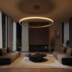 kelvo® DIAMOND KLV-101-0234 Κρεμαστό Φωτιστικό Οροφής LED 75W 7500lm 180° AC 220-240V IP20 Ρυθμιζόμενο Λευκό CCT με Χειριστήριο από 2700K έως 6000K Dimmable - Lumileds SMD Chip - Χρυσό Πλατίνα - Μ100