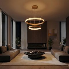 kelvo® DIAMOND KLV-101-0236 Κρεμαστό Φωτιστικό Οροφής LED 75W 7500lm 360° AC 220-240V IP20 Ρυθμιζόμενο Λευκό CCT με Χειριστήριο από 2700K έως 6000K Dimmable - Lumileds SMD Chip - Χρυσό Πλατίνα - Μ60 x