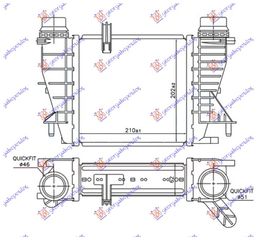 026806230 ΨΥΓΕΙΟ INTERCOOLER 1.5 dCi ΠΕΤΡΕΛΑΙΟ (210x202x62)ΚΟΥΜΠΩΤΑ NISSAN NOTE 06-13 NISSAN NV 200/EVALIA 09- RENAULT CLIO 06-09 RENAULT CLIO 09-13 RENAULT MODUS 05-08 RENAULT MODUS 08-13
