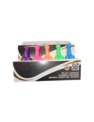 Diablo picante - Box of 5 penis-shaped candles in different colors