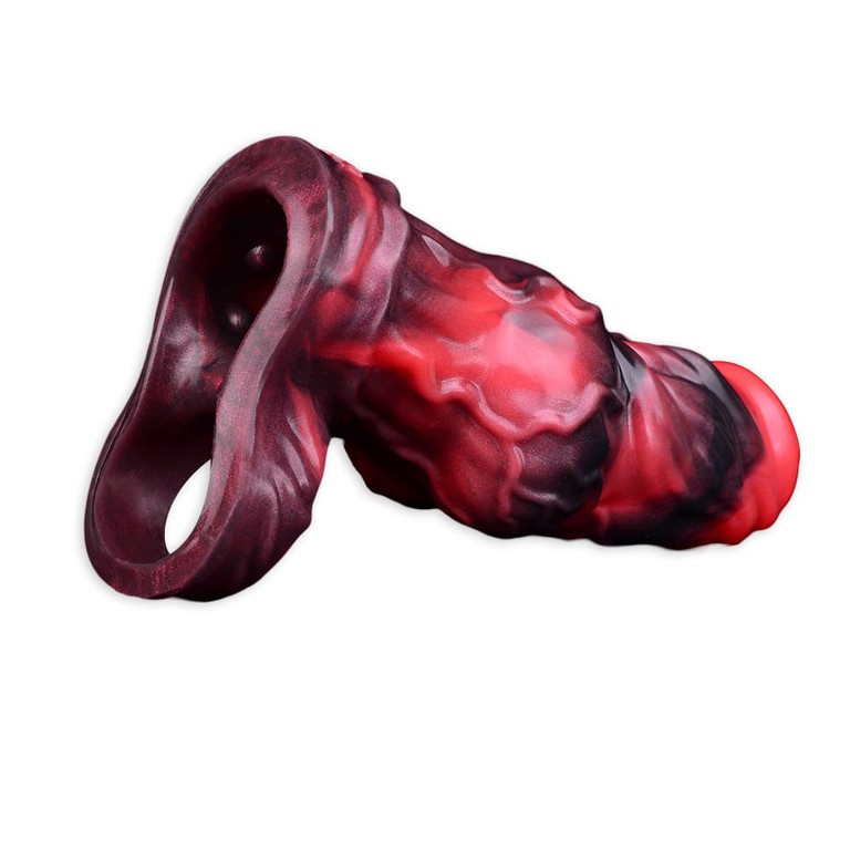 Penis Sleeve Extender With Vibration Red