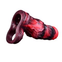 Penis Sleeve Extender With Vibration Red