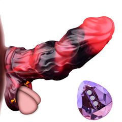Penis Sleeve Extender With Vibration Red-thumb-7