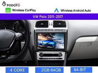 VW Polo (2014-2017) 9" οθόνη Android 2+64GB Ασύρματο CarPlay & Android Auto GPS WiFi EQ