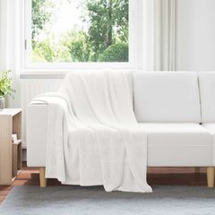 vidaXL Κουβέρτα Λευκό 130 x 150 cm Μαλλί