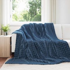 vidaXL Κουβέρτα Σκούρο μπλε 240 x 220 cm 1.37 kg Μαλλί