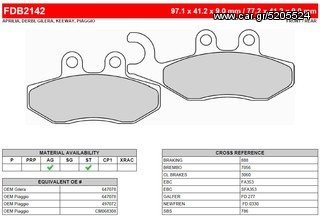 ΛΥΡΗΣ FERODO ΤΑΚΑΚΙΑ ΟΠΙΣΘΙΑ ΓΙΑ PIAGGIO MP3 400 IE 2007-2008, FDB2142EF