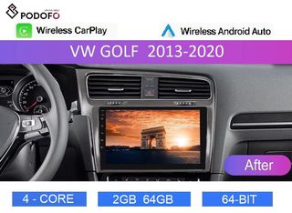VW Golf 7 (2013-20) Οθόνη Android Car Radio 9" 2+64GB Ασύρματο CarPlay & Aσύρματο Android Auto GPS WiFi EQ
