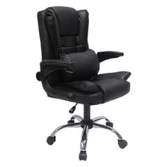 ΚΑΡΕΚΛΑ ΓΡΑΦΕΙΟΥ CANAN HM1201 ΜΑΥΡO PVC-ΒΑΣΗ ΧΡΩΜΙΟΥ 66x61x105Υεκ.