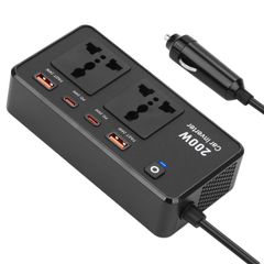 Πολυλειτουργικός Μετατροπέας 220V Οχήματος - Vehicle Multi-Function 220V Power Inverter Starlink Mini 200W PD QC 3.0 USB-A USB-C για Μετατροπή 12V DC σε 220V AC ( Κωδ.1-PER0141 )-thumb-1