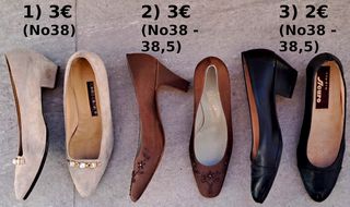 2€ & 3€ - Γόβες vintage (3 ζεύγη / Νο38 - 38,5) χαμηλό & μεσσαίο τακούνι