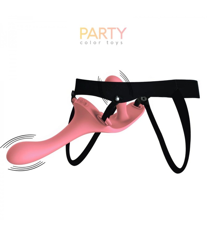 Τwiny Strap-on double vibrating harness liquid silicone usb