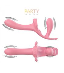 Τwiny Strap-on double vibrating harness liquid silicone usb-thumb-2