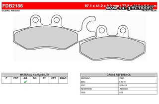 ΛΥΡΗΣ FERODO ΤΑΚΑΚΙΑ ΟΠΙΣΘΙΑ ΓΙΑ PIAGGIO X-EVO 250 IE 2008-, FDB2186EF