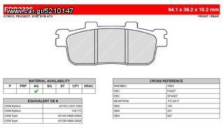 ΛΥΡΗΣ FERODO ΤΑΚΑΚΙΑ ΕΜΠΡΟΣ ΓΙΑ SYM GTS 125 2006-2009, FDB2226EF