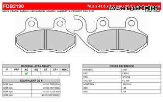ΛΥΡΗΣ FERODO ΤΑΚΑΚΙΑ ΕΜΠΡΟΣ ΓΙΑ SYM HD EVO 125 (CARB & EFI MODELS/4T/SINGLE HEADLIGHT) 2003-, FDB2190EF