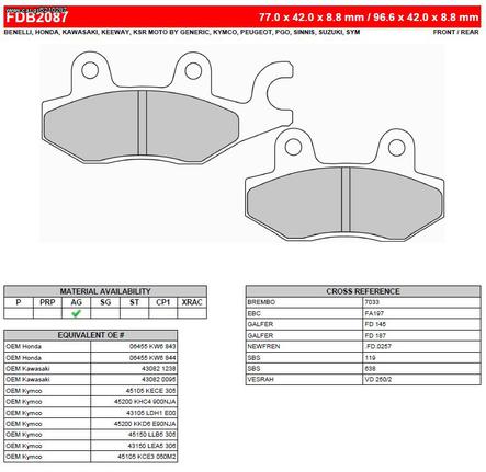 ΛΥΡΗΣ FERODO ΤΑΚΑΚΙΑ ΕΜΠΡΟΣ ΓΙΑ SUZUKI ADRESS 125 2008-, FDB2087EF