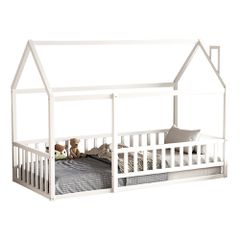 ΚΡΕΒΑΤΙ ΠΑΙΔΙΚΟ ΜΕ ΚΑΓΚΕΛΟ HOUSER HM706.03 τ.MONTESSORI ΞΥΛΟ ΠΕΥΚΟ ΛΕΥΚΟ-190x90εκ
