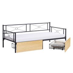 ΚΡΕΒΑΤΙ-ΚΑΝΑΠΕΣ BERNIE HM21120.02 ΜΑΥΡΟΣ ΜΕΤΑΛ.ΣΚΕΛΕΤΟΣ & 2 SONAMA ΣΥΡΤΑΡΙΑ-190x90εκ.