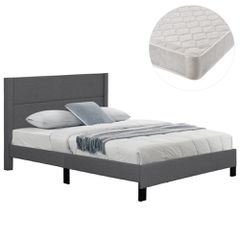 ΚΡΕΒΑΤΙ ΔΙΠΛΟ & ΣΤΡΩΜΑ TRILLOP HM21202.12 ΓΚΡΙ ΥΦΑΣΜΑ--ΓΙΑ 160x200εκ